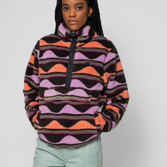 Billabong M Switchback Pullover Fleece Sweater Bright Multicolor Beach Outdoor - Picture 1 of 11